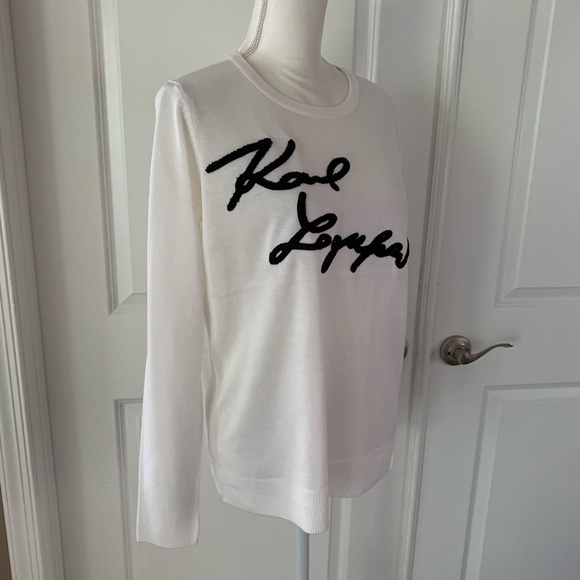 Karl Lagerfeld signature logo print pullover sweater - Picture 6 of 14